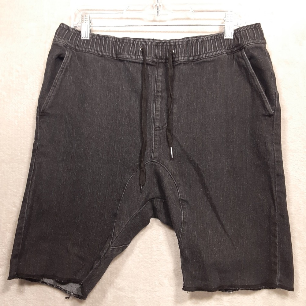 LIRA Crtv/Scty Clothing Mens Drawstring Jogger Shorts Sz.Large/Black/Distressed